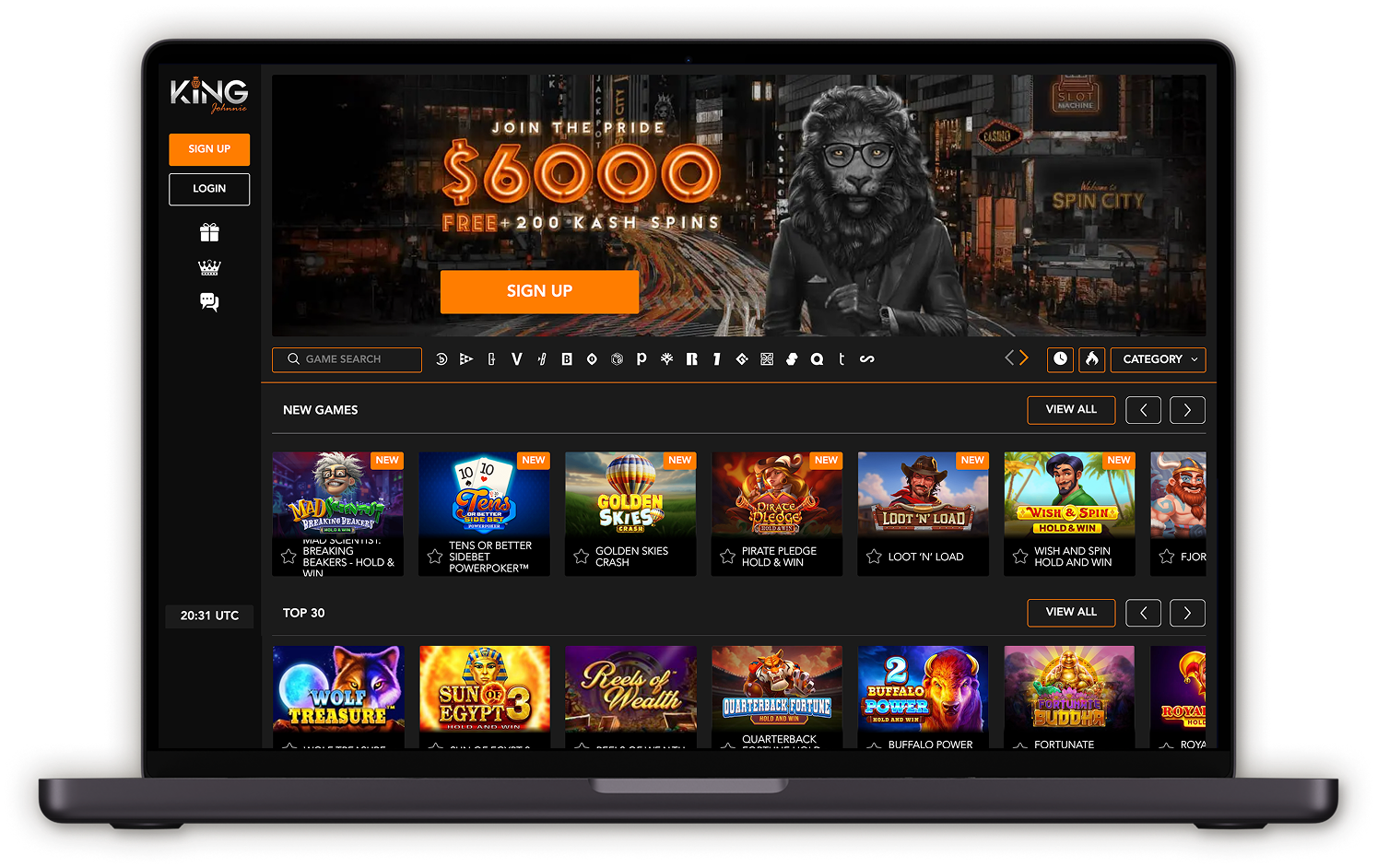 King Johnnie Casino Australia Desktop